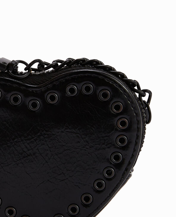 Porte-monnaie cœur effet cuir et studs noir - Pimkie