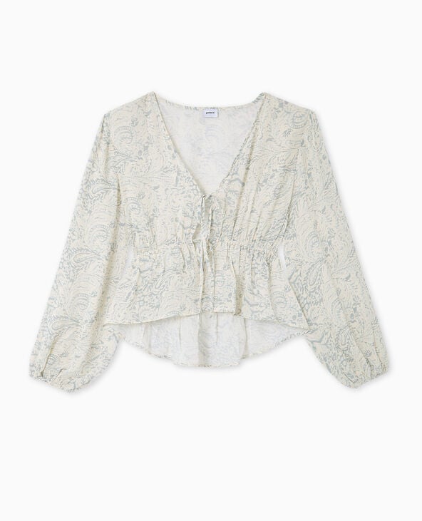 Blouse manches longues motif cachemire bleu - Pimkie