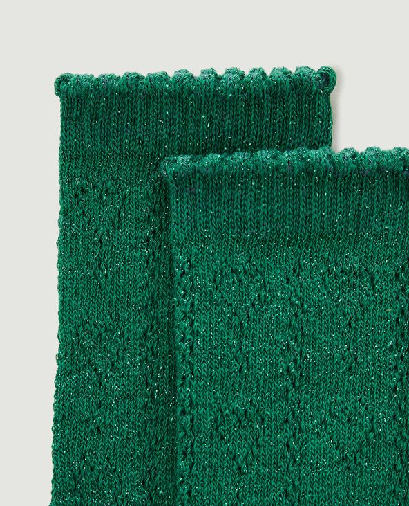 Paire de chaussettes en maille ajourée avec lurex vert émeraude - Pimkie