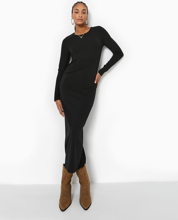 Robe longue moulante avec fronces cotes