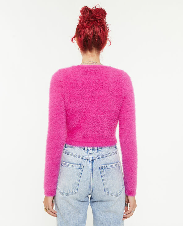 Gilet court en maille poilue rose - Pimkie