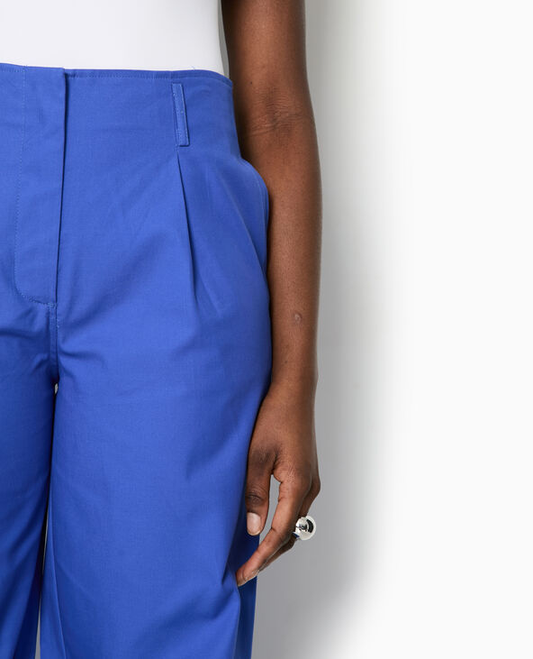 Pantalon en toile taille haute avec pinces bleu marine - Pimkie