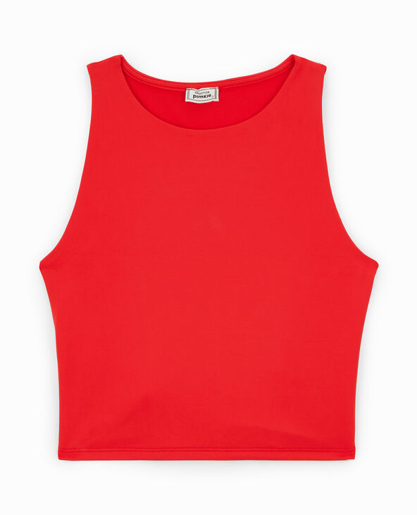 Top court avec cut out et laçage dos rouge - Pimkie