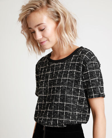 T-shirt tweed noir - Pimkie