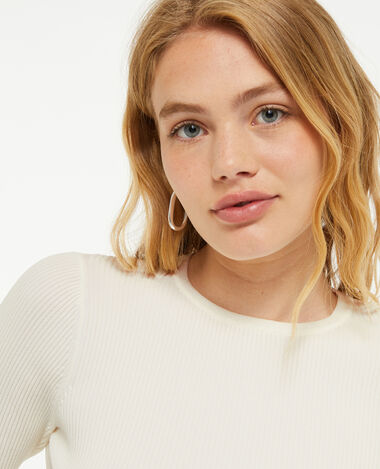 Pull court maille côtelée blanc - Pimkie