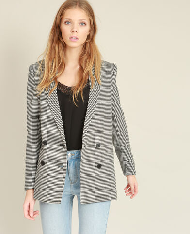 Blazer imprimé pied de poule noir - Pimkie
