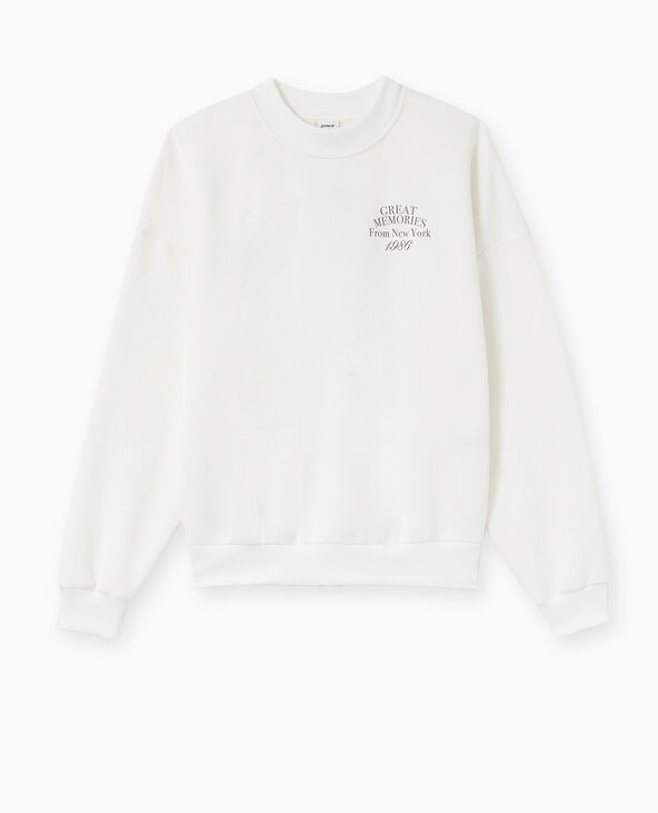 Sweat col rond avec print devant et dos blanc - Pimkie