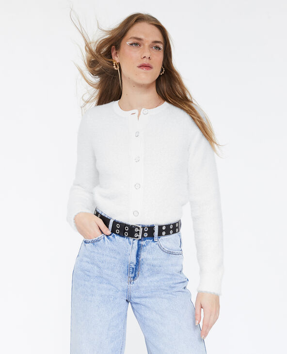 Gilet en maille fluffy blanc - Pimkie