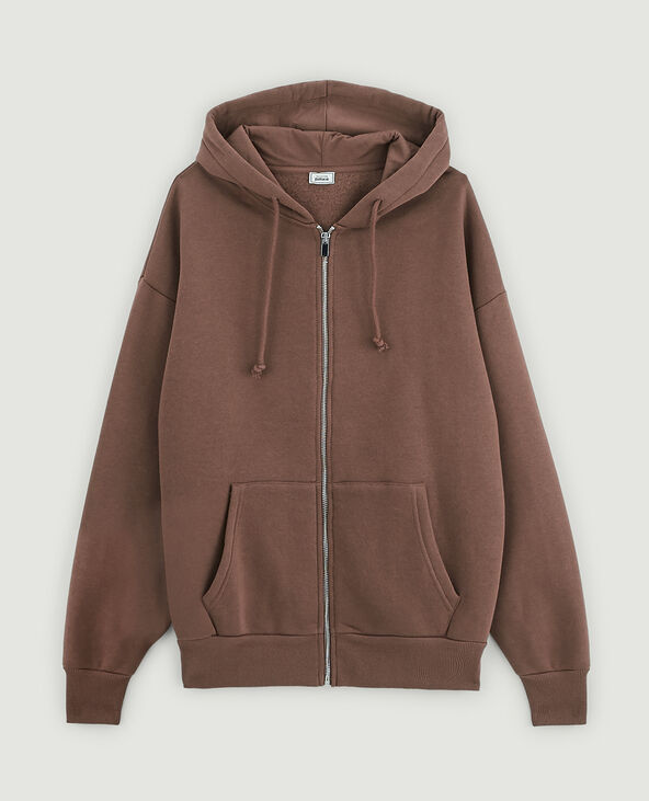 Sweat zippé avec capuche marron - Pimkie