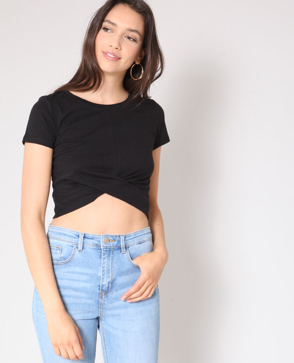 Crop top twisté noir - Pimkie