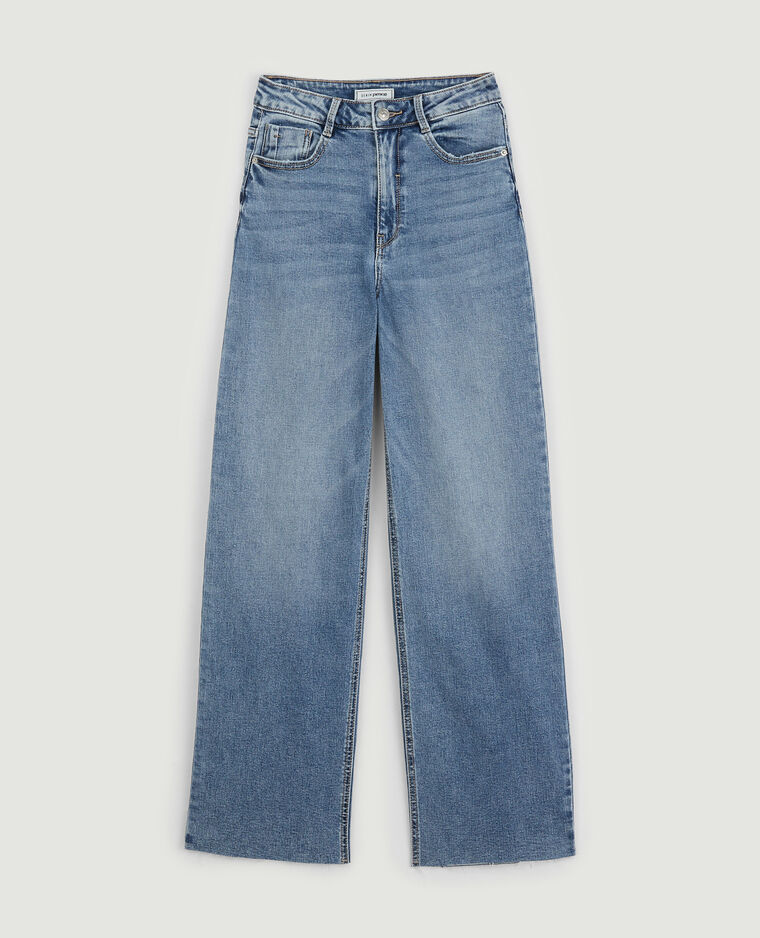 Jean wide leg bas coupés bleu - Pimkie