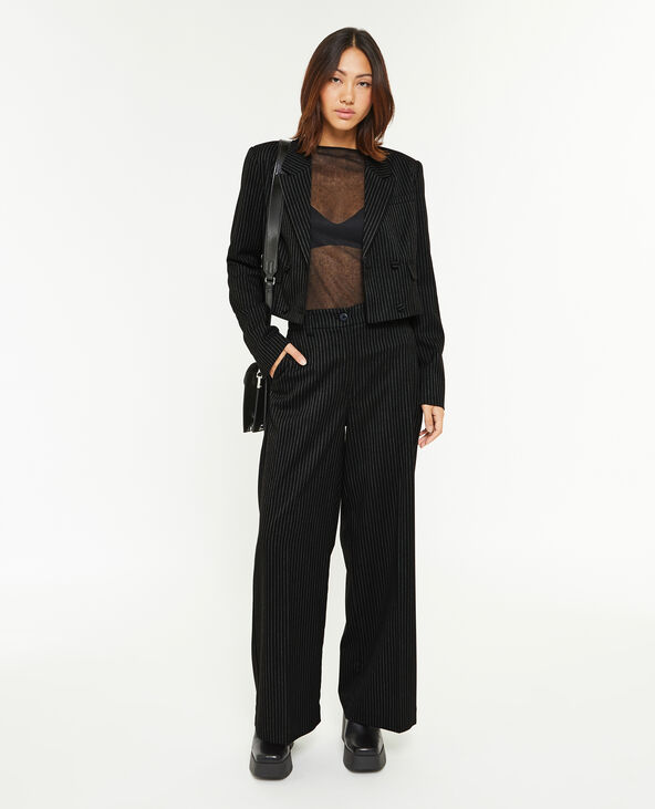 Pantalon large et droit rayures banquier noir - Pimkie