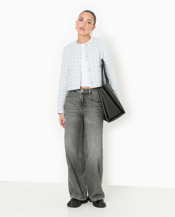 Veste droite en tweed bleu - Pimkie
