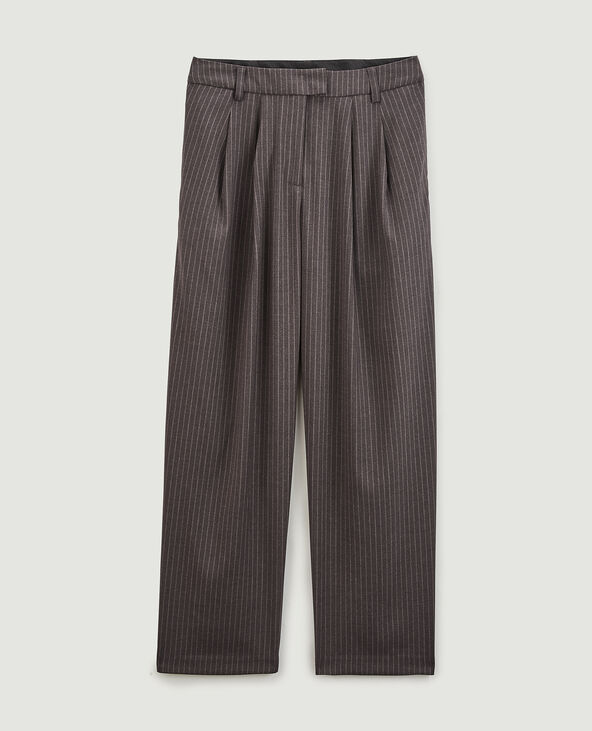 Pantalon large et droit à pinces taupe - Pimkie