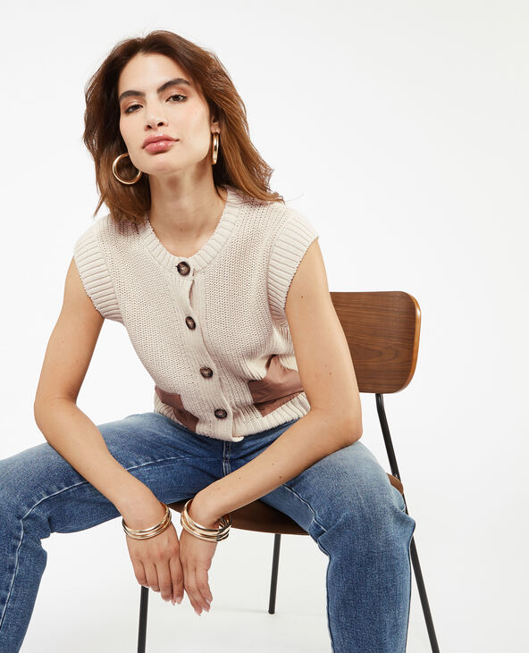 Gilet sans manche avec poches contrastées beige - Pimkie