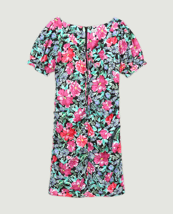 Robe courte en satin avec fronces noir - Pimkie