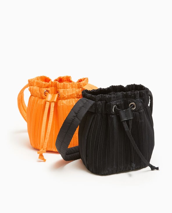 Mini sac seau en tissu plissé noir - Pimkie