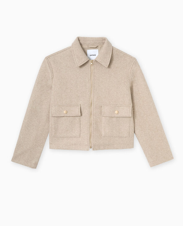 Manteau court effet drap de laine marron - Pimkie