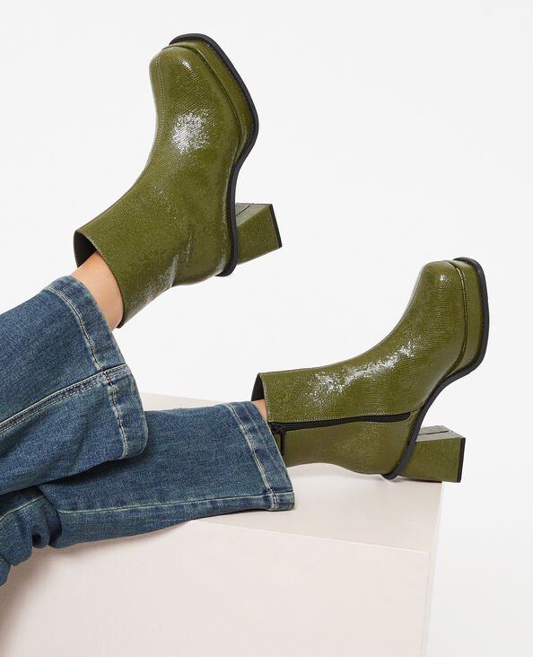 Boots bouts carrés semelles compensées vert olive - Pimkie