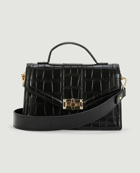 Sac boxy effet croco noir - Pimkie