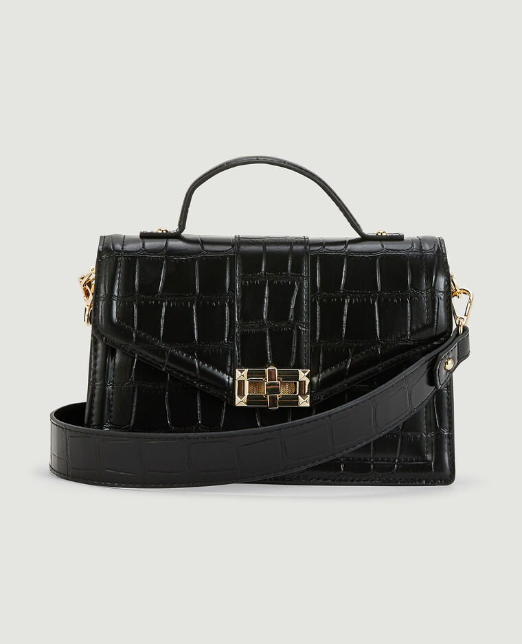 Sac boxy effet croco noir - Pimkie