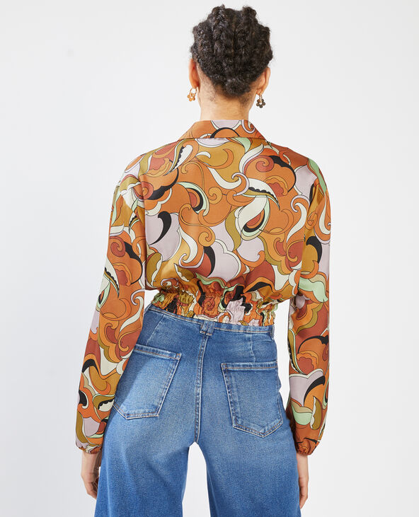 Blouse courte avec nouettes marron - Pimkie