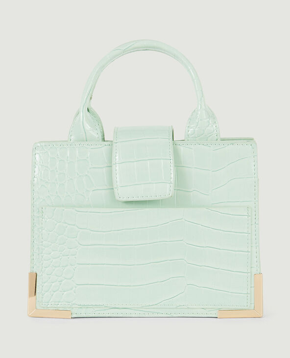 Sac boxy effet croco bleu clair - Pimkie