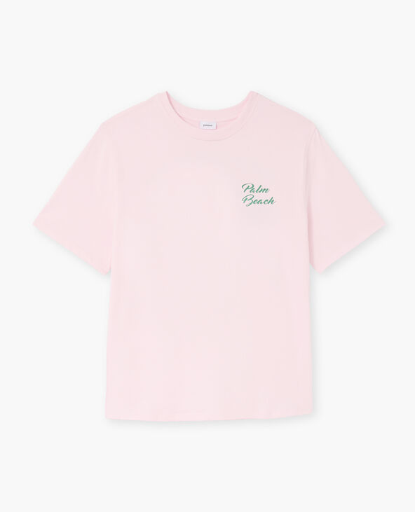 T-shirt ample avec print poitrine et dos rose clair - Pimkie