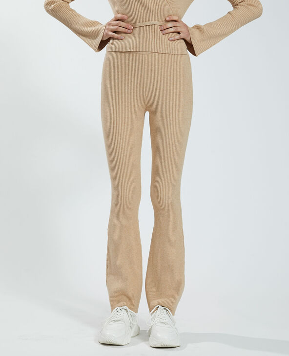 Pantalon flare côtelé beige - Pimkie