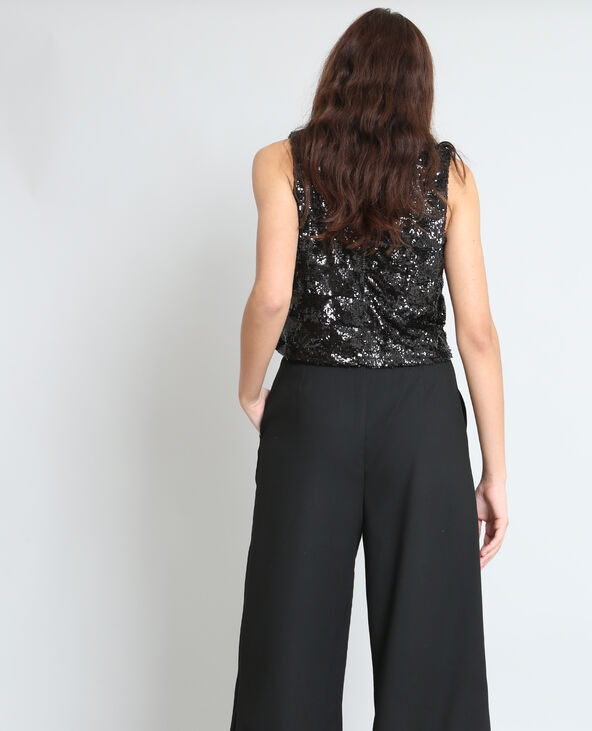 Cropped top en sequins noir - Pimkie