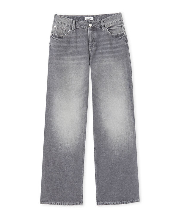 Jean wide taille basse gris foncé - Pimkie