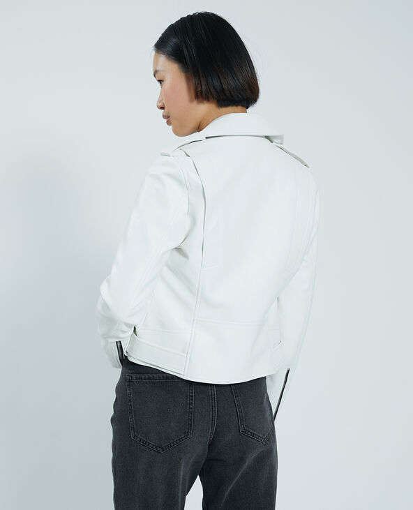 Blouson biker simili cuir blanc - Pimkie