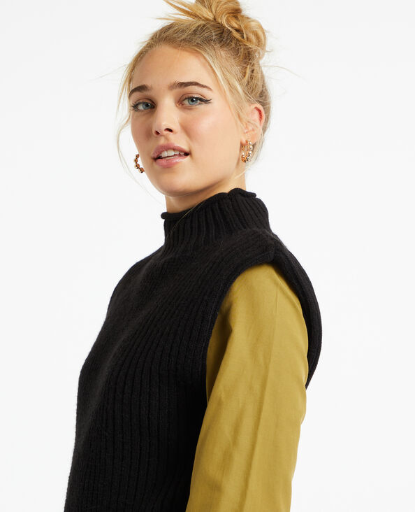 Pull sans manches avec col montant noir - Pimkie