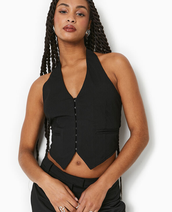 Top dos nu facon gilet de barman raye Pimkie