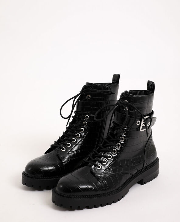 Boots rock en faux cuir noir - Pimkie