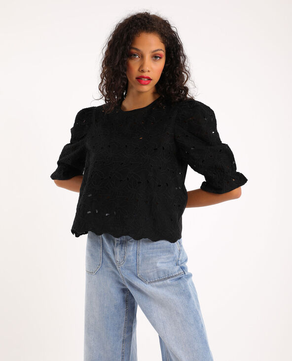 Blouse noire broderie anglaise outlet