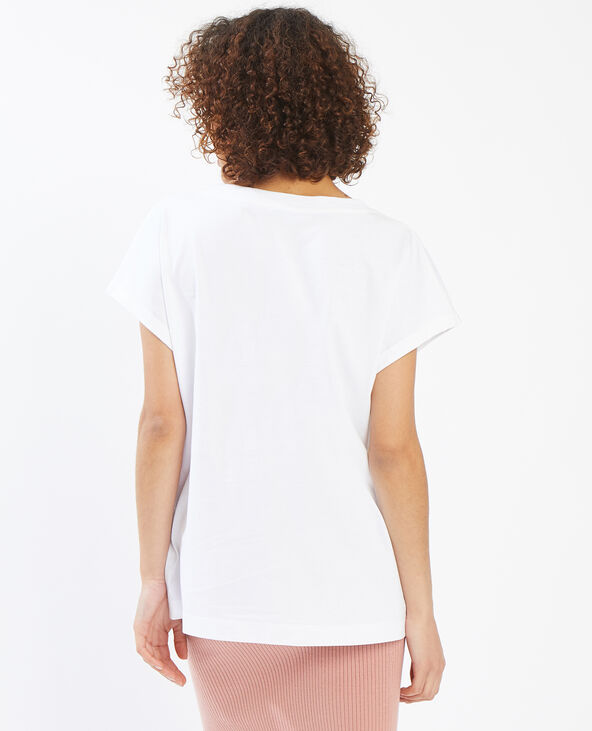 T-shirt col V blanc - Pimkie