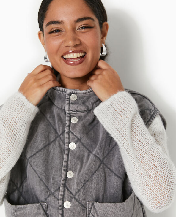 Veste sans manches matelassée en jean blanc - Pimkie