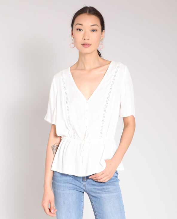 Blouse à col V blanc - Pimkie