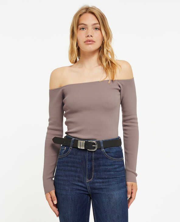 Pull encolure Bardot gris clair - Pimkie