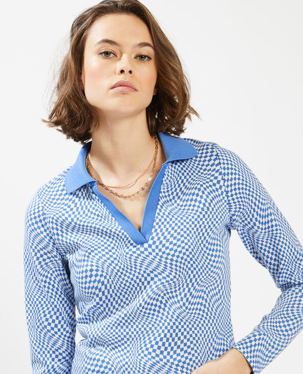 T-shirt polo à damier bleu électrique - Pimkie
