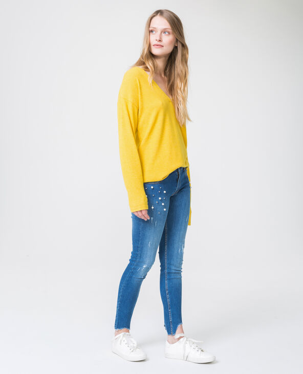 Pull col V jaune ocre - Pimkie