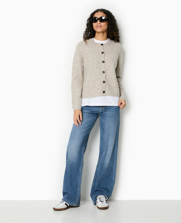 Gilet en maille côtes plates beige - Pimkie