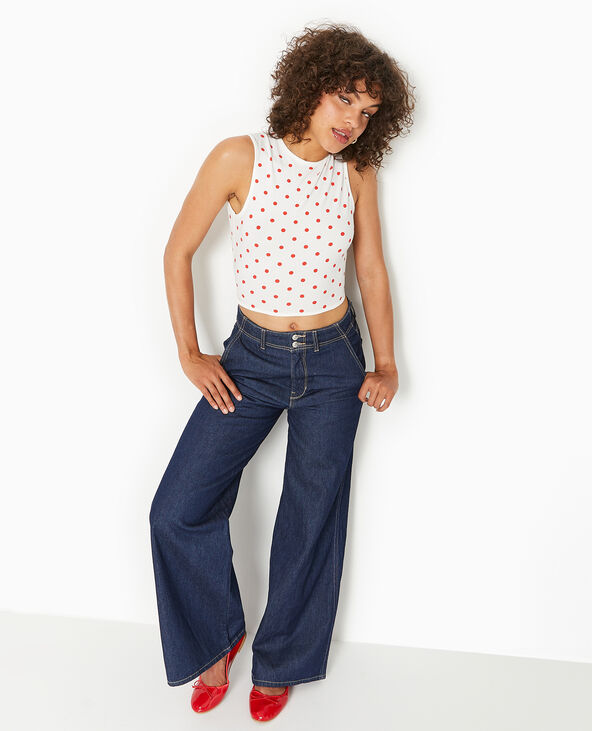 Débardeur avec cut-out dos motif pois écru - Pimkie