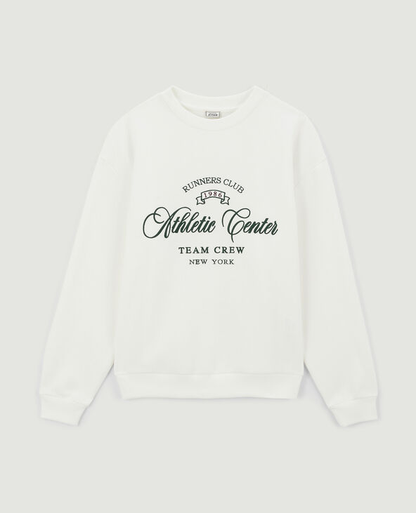 Sweat oversize brodé blanc - Pimkie