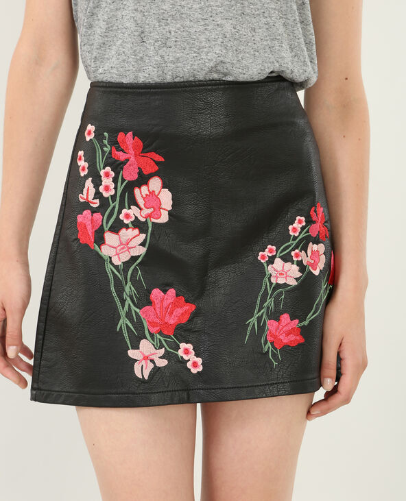 Mini jupe à broderies noir - Pimkie
