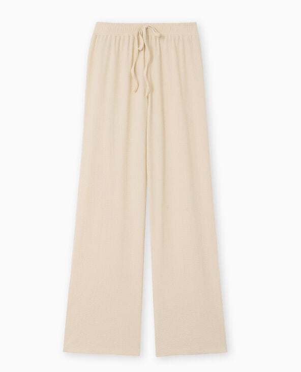 Pantalon large en tissu reliefé blanc - Pimkie