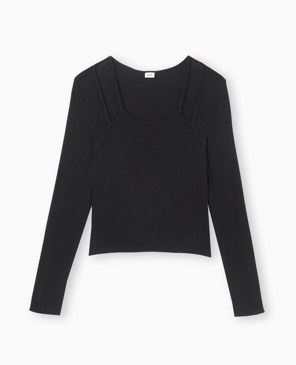 Top avec effet de superposition débardeur + gilet noir - Pimkie
