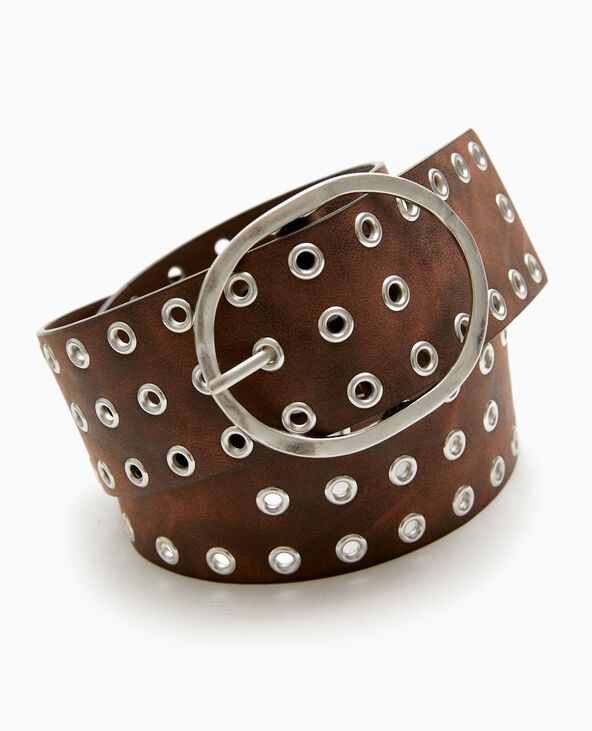 Ceinture avec œillets métalliques marron - Pimkie