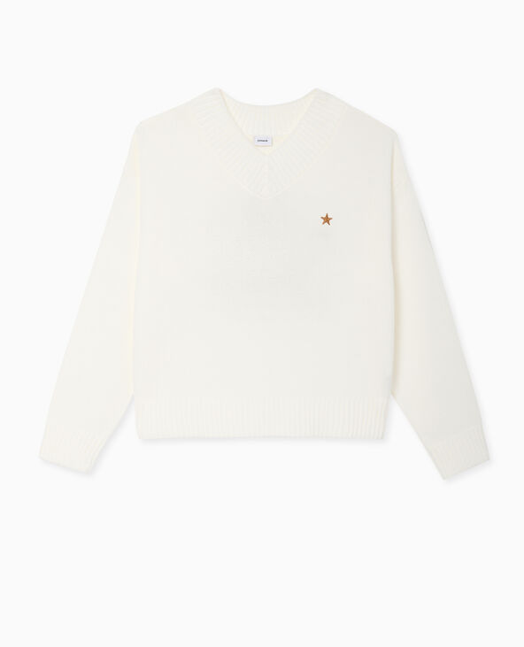 Pull col V blanc - Pimkie